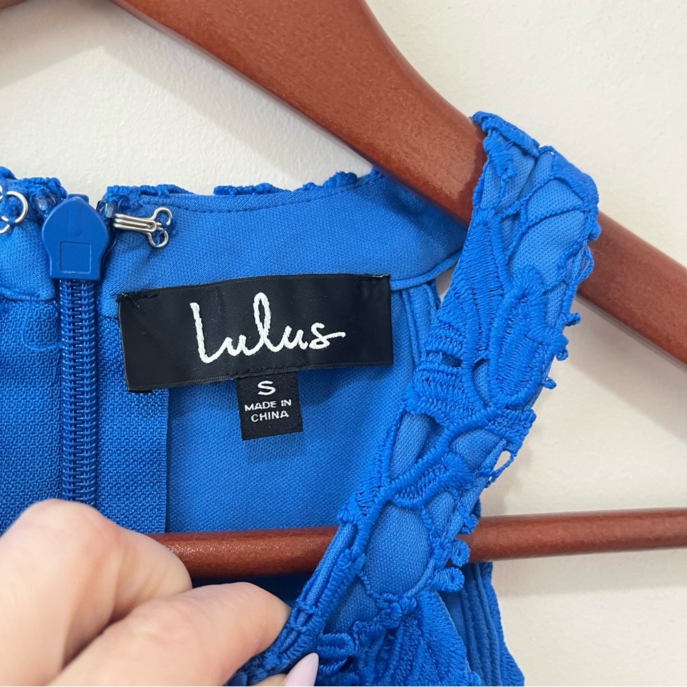 Lulus Love Poem Blue Lace Mini Dress Feminine Coquette NWT 61976-A Size Small - Picture 11 of 15